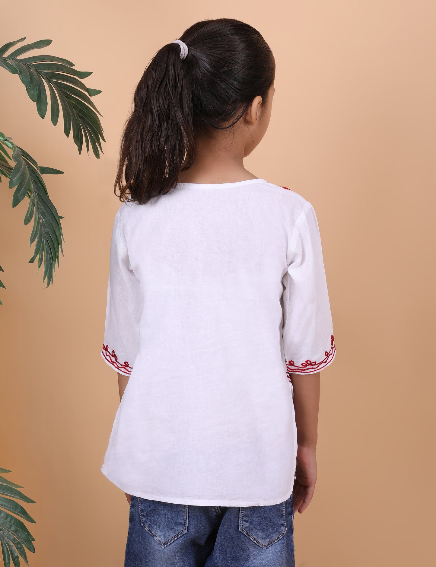 Kids Cotton Kashmiri Embriodered Short Regular Fit Kurti