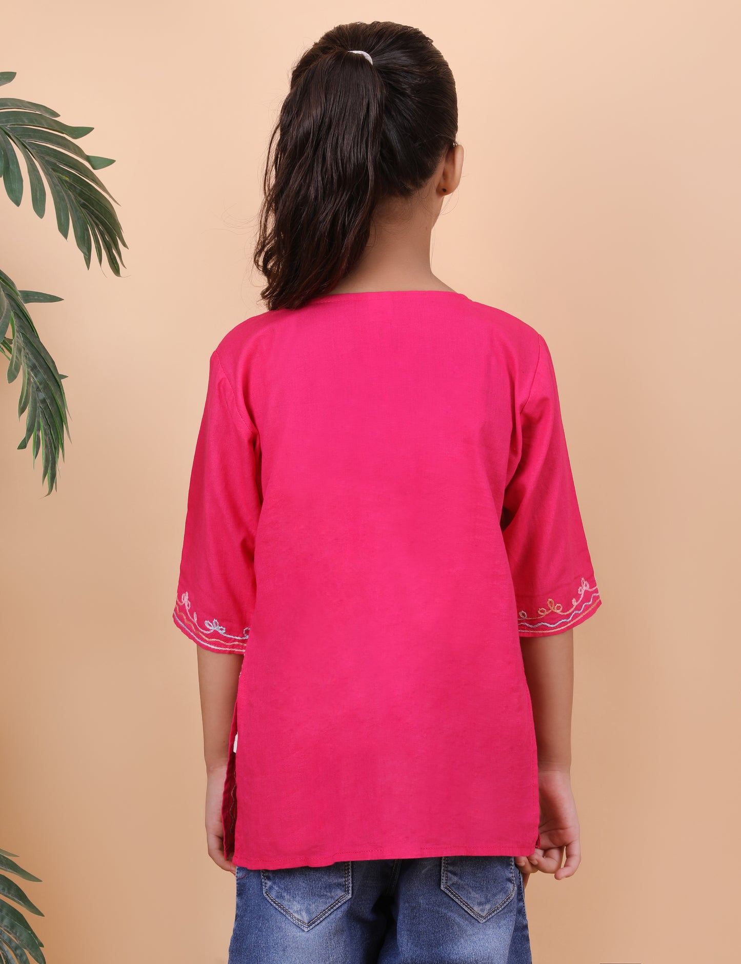 Kids Cotton Kashmiri Embriodered Short Regular Fit Kurti