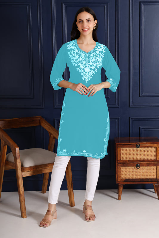 Women Lucknowi Long Regular Fit Kurti