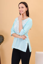 Women Cotton Kashmiri Embriodered Short Regular Fit Kurti