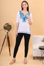 Women Cotton Kashmiri Embriodered Short Regular Fit Kurti