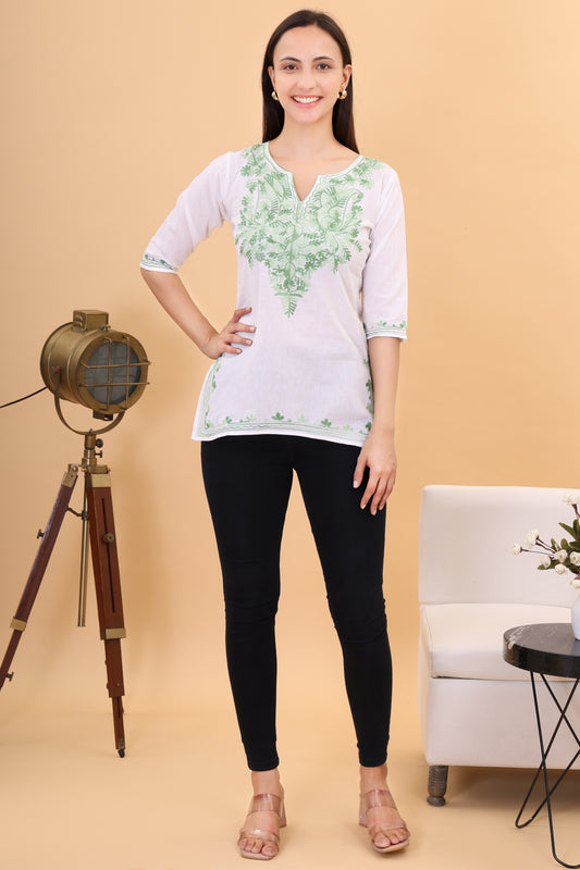 Women's Cotton Straight Kashmiri Embroidery Kurti