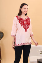 Women Cotton Kashmiri Embriodered Short Regular Fit Kurti