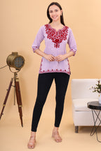 Women Cotton Kashmiri Embriodered Short Regular Fit Kurti