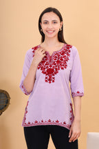 Women Cotton Kashmiri Embriodered Short Regular Fit Kurti