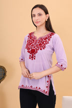 Women Cotton Kashmiri Embriodered Short Regular Fit Kurti