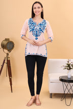Women Cotton Kashmiri Embriodered Short Regular Fit Kurti