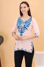 Women Cotton Kashmiri Embriodered Short Regular Fit Kurti