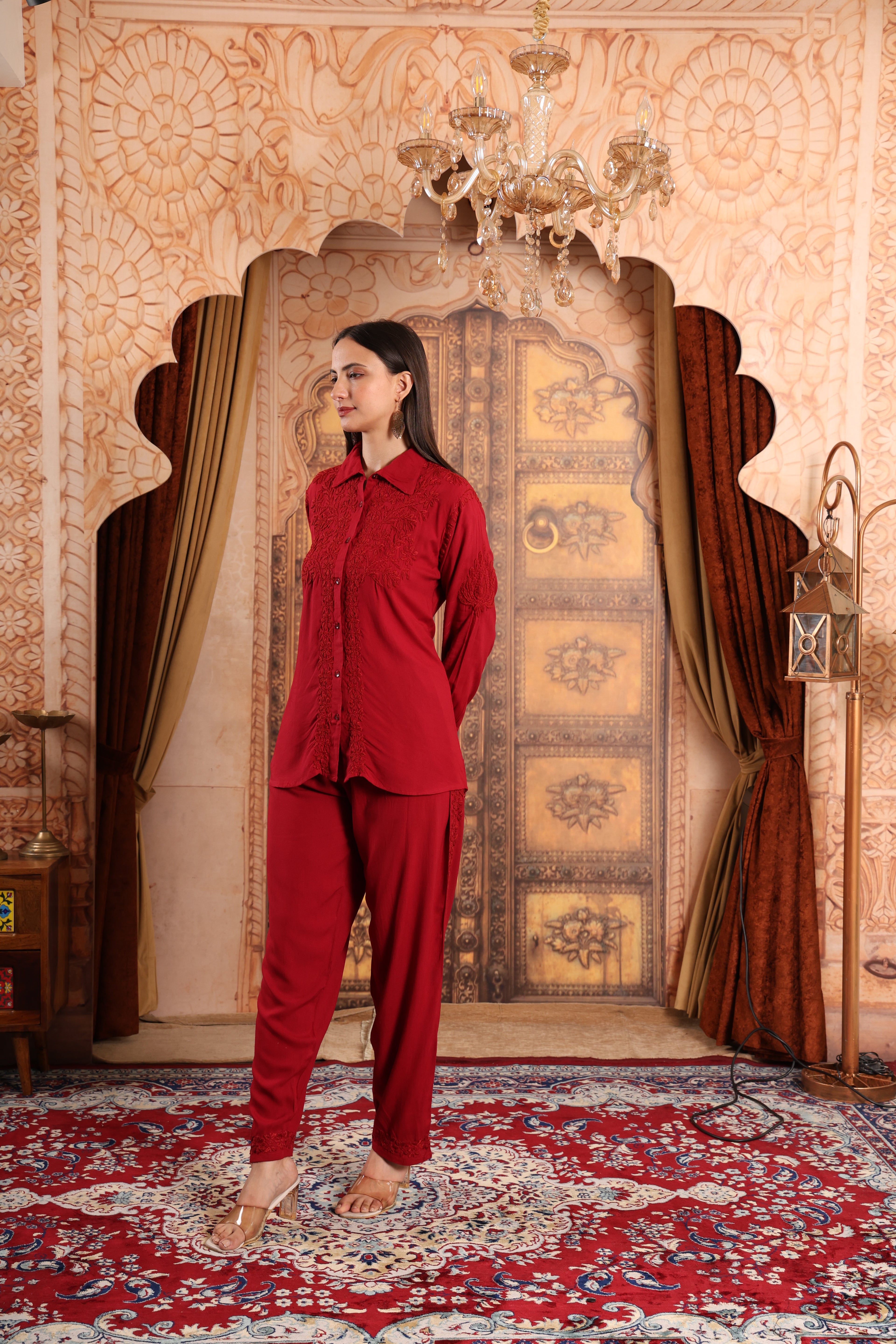 Women Traditional Lucknowi Chikankari Co-ord set, Ethnic Wear
