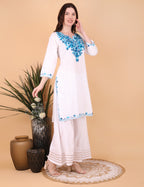 Women Cotton Kashmiri Embriodered Long Regular Fit Kurti