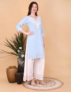 Women Cotton Kashmiri Embriodered Long Regular Fit Kurti