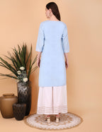 Women Cotton Kashmiri Embriodered Long Regular Fit Kurti