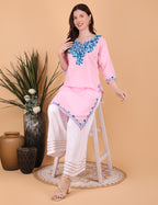 Women Cotton Kashmiri Embriodered Long Regular Fit Kurti