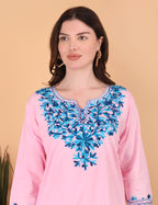 Women Cotton Kashmiri Embriodered Long Regular Fit Kurti