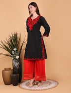 Women Cotton Kashmiri Embriodered Long Regular Fit Kurti