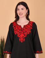 Women Cotton Kashmiri Embriodered Long Regular Fit Kurti