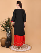 Women Cotton Kashmiri Embriodered Long Regular Fit Kurti