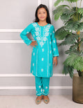 Kids Traditional Lucknowi Chikankari Kurti Paint Set, 3/4 Sleeves, Ethnic Wear