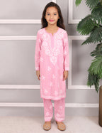 iKRABIB Kids Lucknowi Chikankari Kurti & Pant Set, 3/4 Sleeves