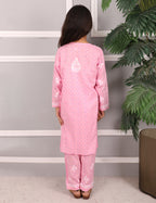 iKRABIB Kids Lucknowi Chikankari Kurti & Pant Set, 3/4 Sleeves