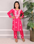 Kids Traditional Lucknowi Chikankari Kurti Paint Set, 3/4 Sleeves, Ethnic Wear