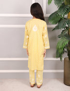 iKRABIB Kids Lucknowi Chikankari Kurti & Pant Set, 3/4 Sleeves