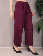 iKRABIB Women's Lucknowi Chikankari Kurti Palazzo Set, Sarara Style, 3/4 Sleeves