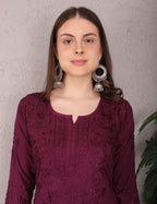 iKRABIB Women's Lucknowi Chikankari Kurti Palazzo Set, Sarara Style, 3/4 Sleeves