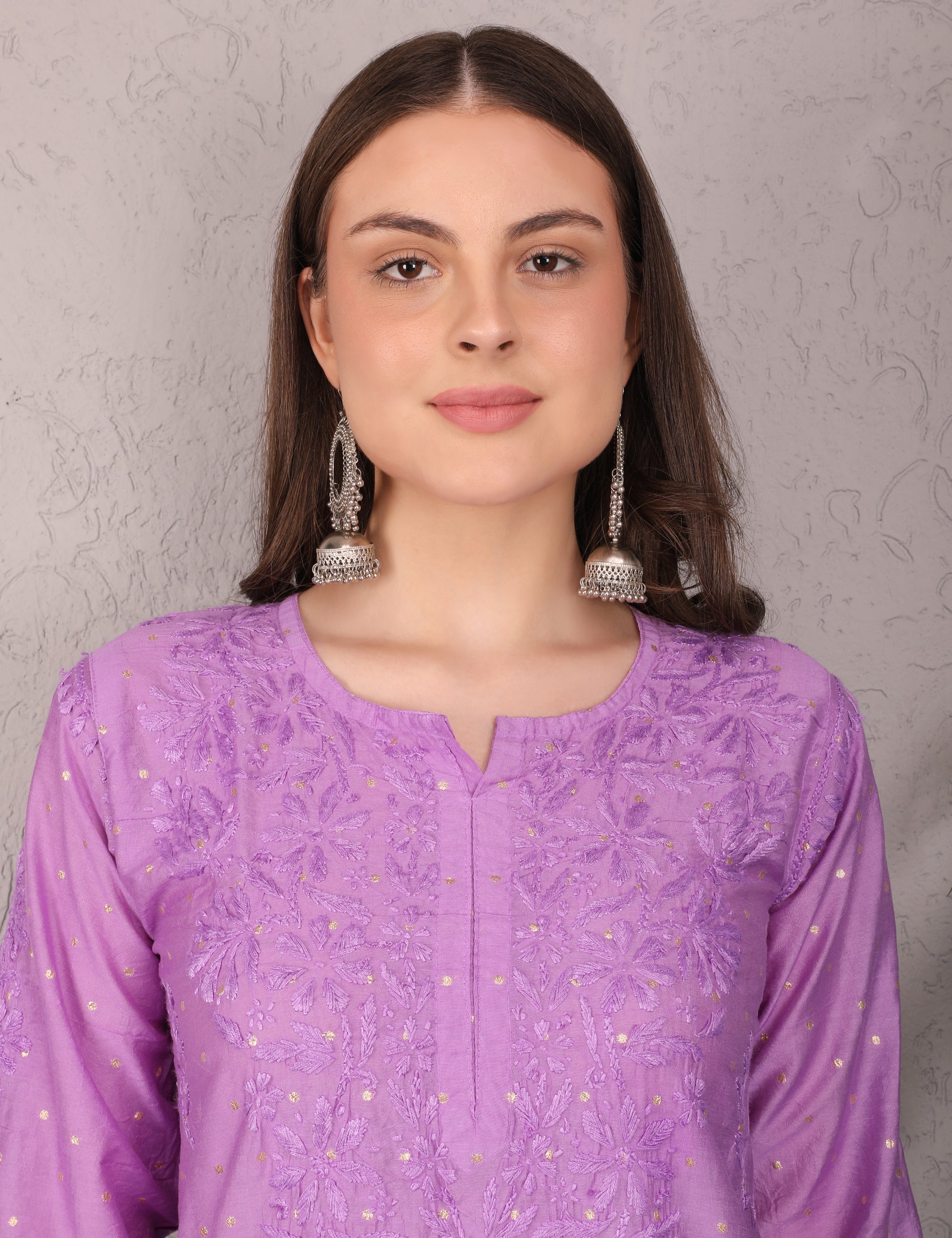 Women Traditional Lucknowi Chikankari Kurti Palazzo set, (Mukesh Work) 3/4 Sleeves, Ethnic Wear