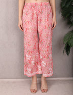 iKRABIB Women's Chikankari Kurti Palazzo Set, 3/4 Sleeves