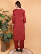 iKRABIB Women's Lucknowi Chikankari Kurti Palazzo Set, Sarara Style, 3/4 Sleeves