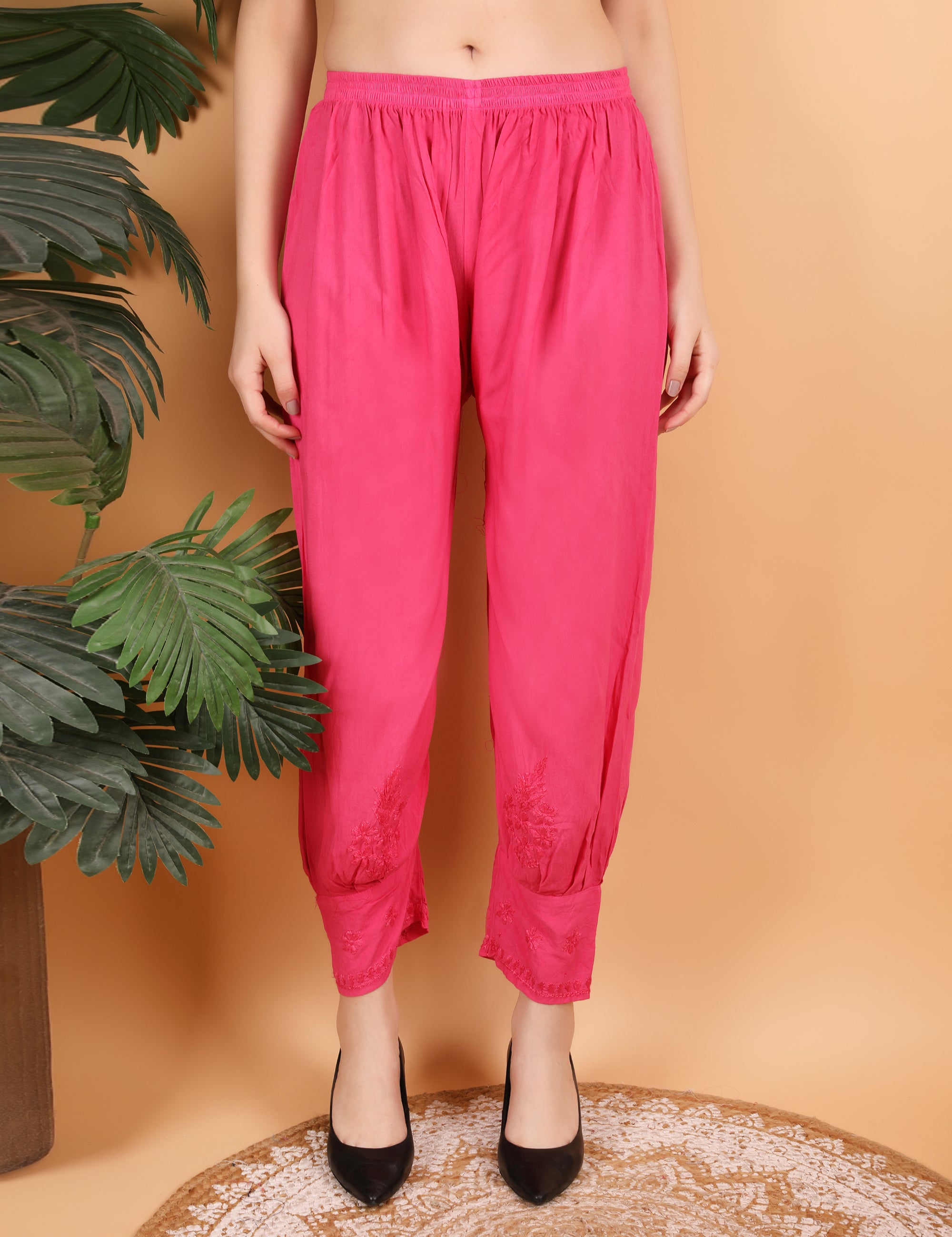 iKRABIB Women's Lucknowi Chikankari Kurti Palazzo Pathani Set, 3/4 Sleeves