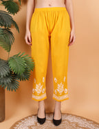 iKRABIB Women's Lucknowi Chikankari Kurti Palazzo Dupatta Set, 3/4 Sleeves