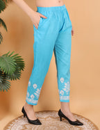 iKRABIB Women's Lucknowi Chikankari Kurti Palazzo Dupatta Set, 3/4 Sleeves