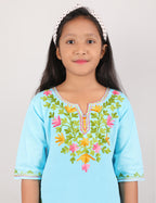 Kids Cotton Kashmiri Embriodered Short Regular Fit Kurti