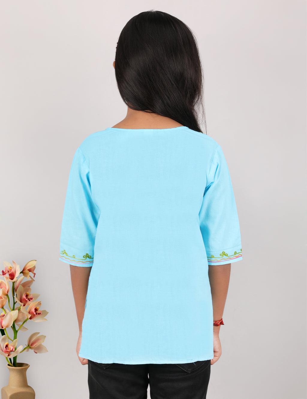 Kids Cotton Kashmiri Embriodered Short Regular Fit Kurti