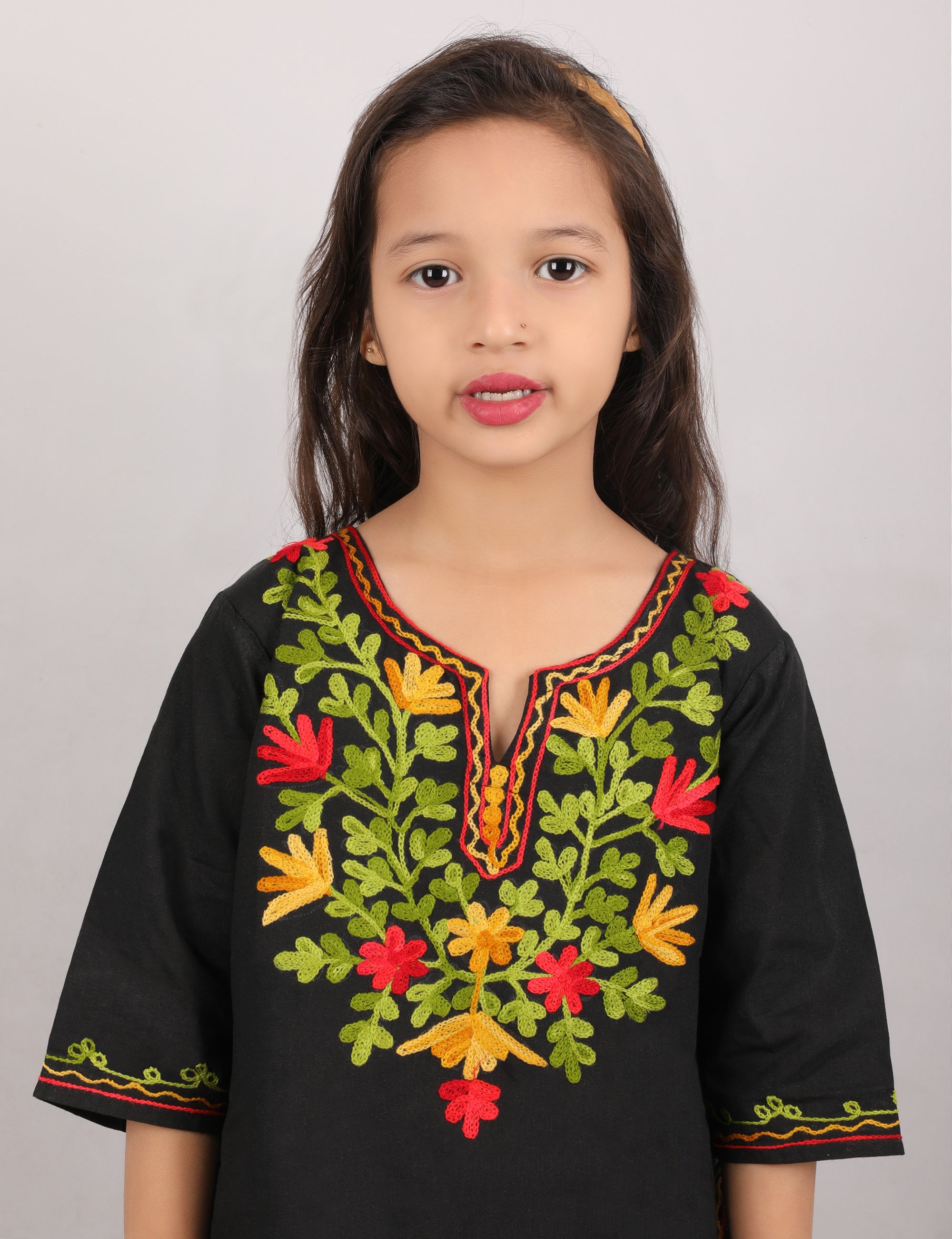 Kids Kashmiri Embriodered Short Regular Fit Kurti