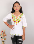 Kids Cotton Kashmiri Embriodered Short Regular Fit Kurti
