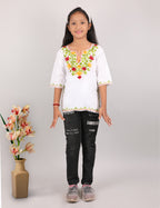 Kids Cotton Kashmiri Embriodered Short Regular Fit Kurti