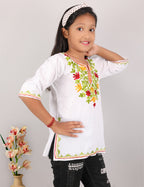 Kids Cotton Kashmiri Embriodered Short Regular Fit Kurti