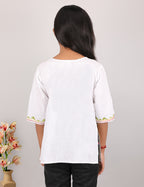 Kids Cotton Kashmiri Embriodered Short Regular Fit Kurti