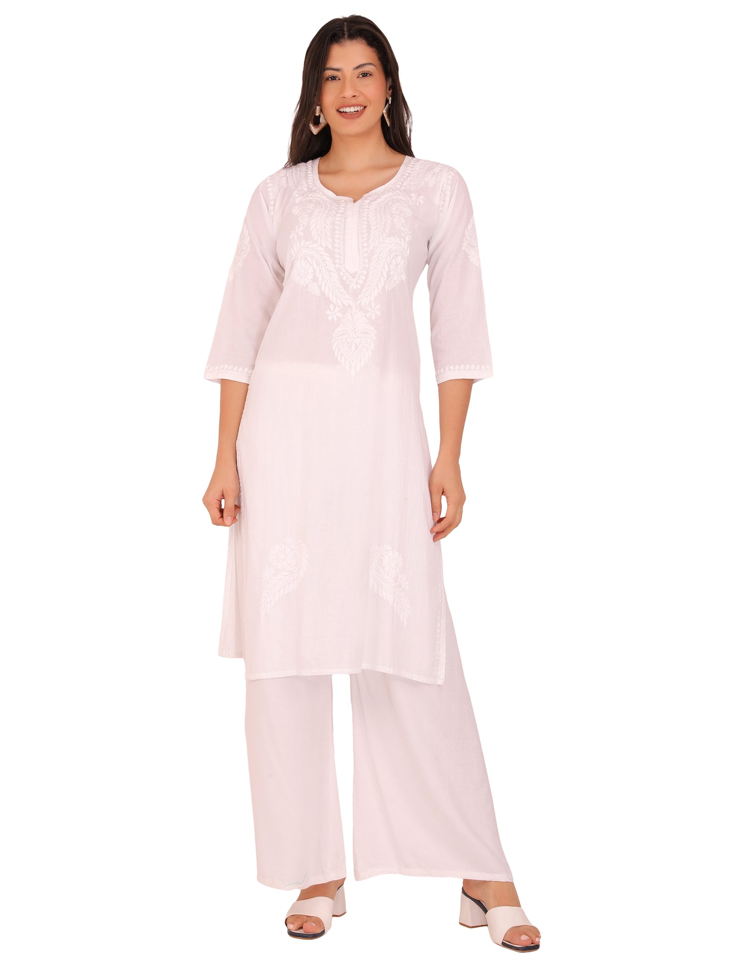 Women's Kurti White (Chikankari)