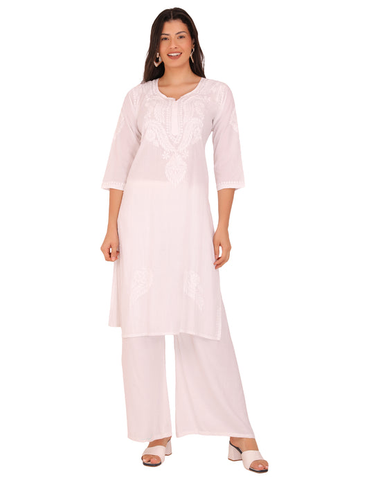 Women's Kurti White (Chikankari)