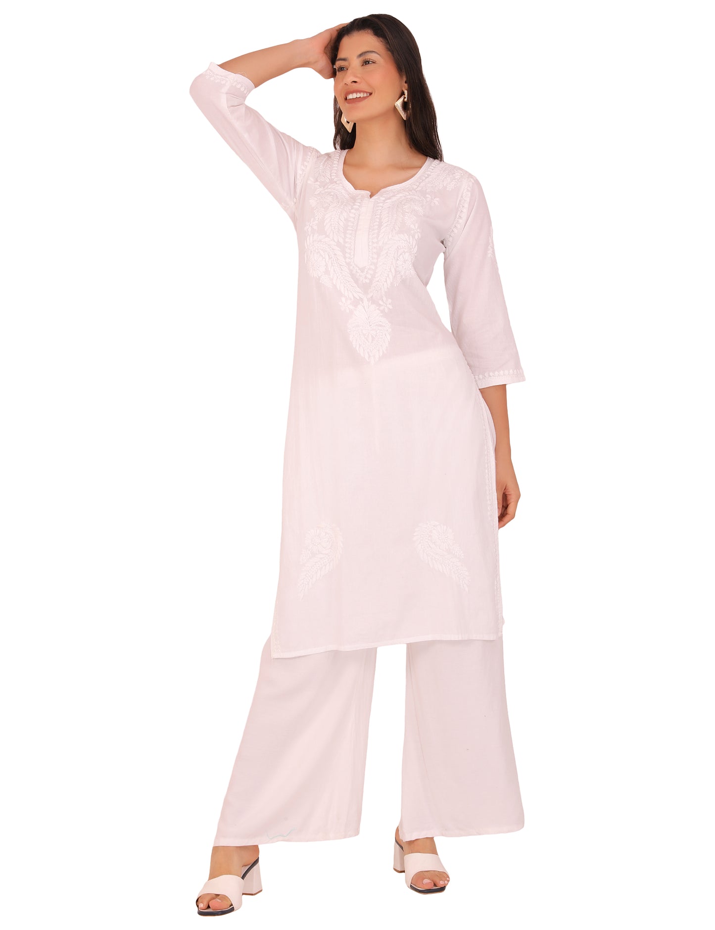 Women's Kurti White (Chikankari)