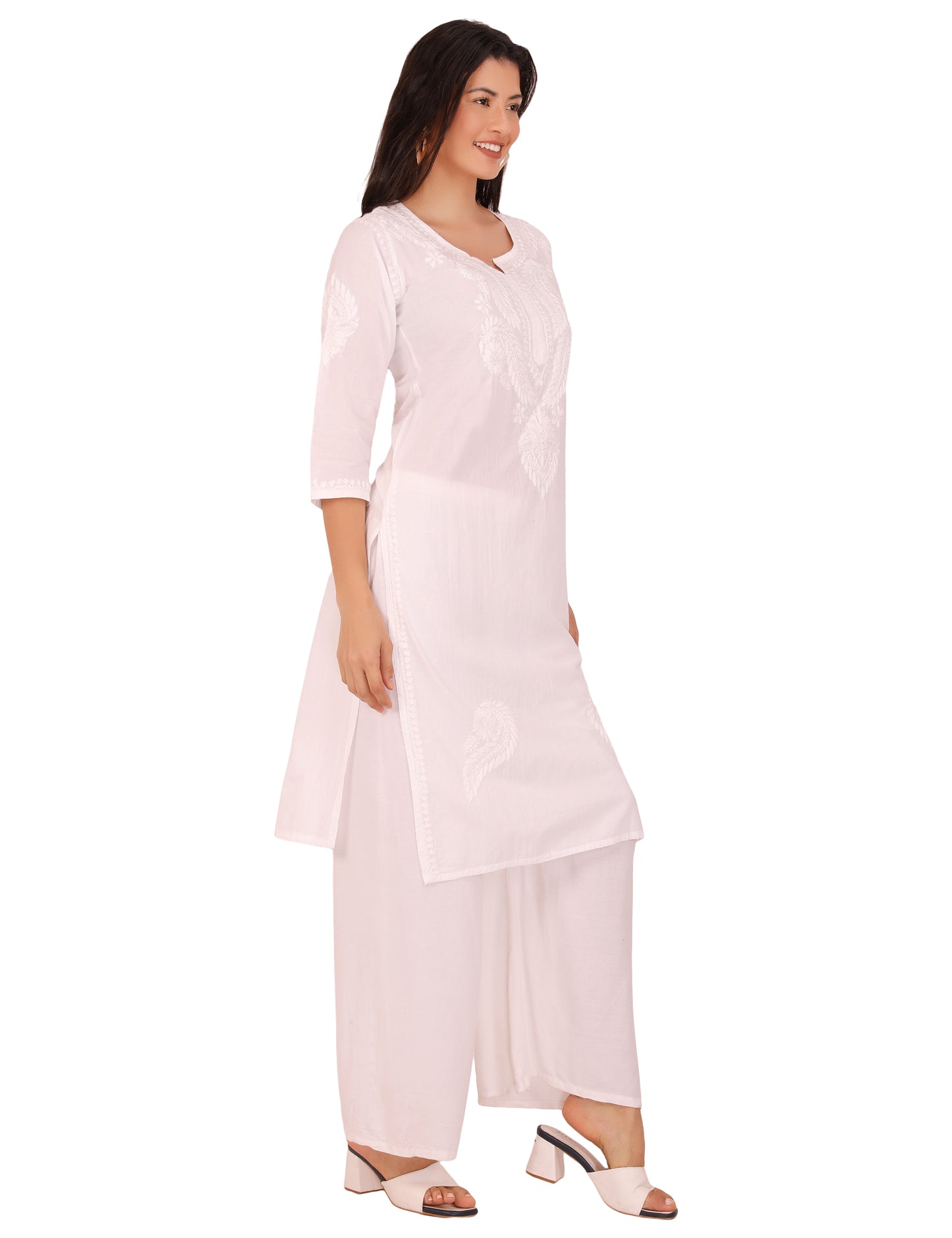 Women's Kurti White (Chikankari)