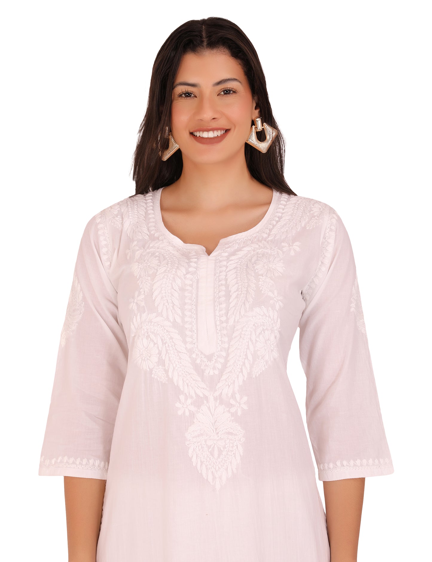 Women's Kurti White (Chikankari)