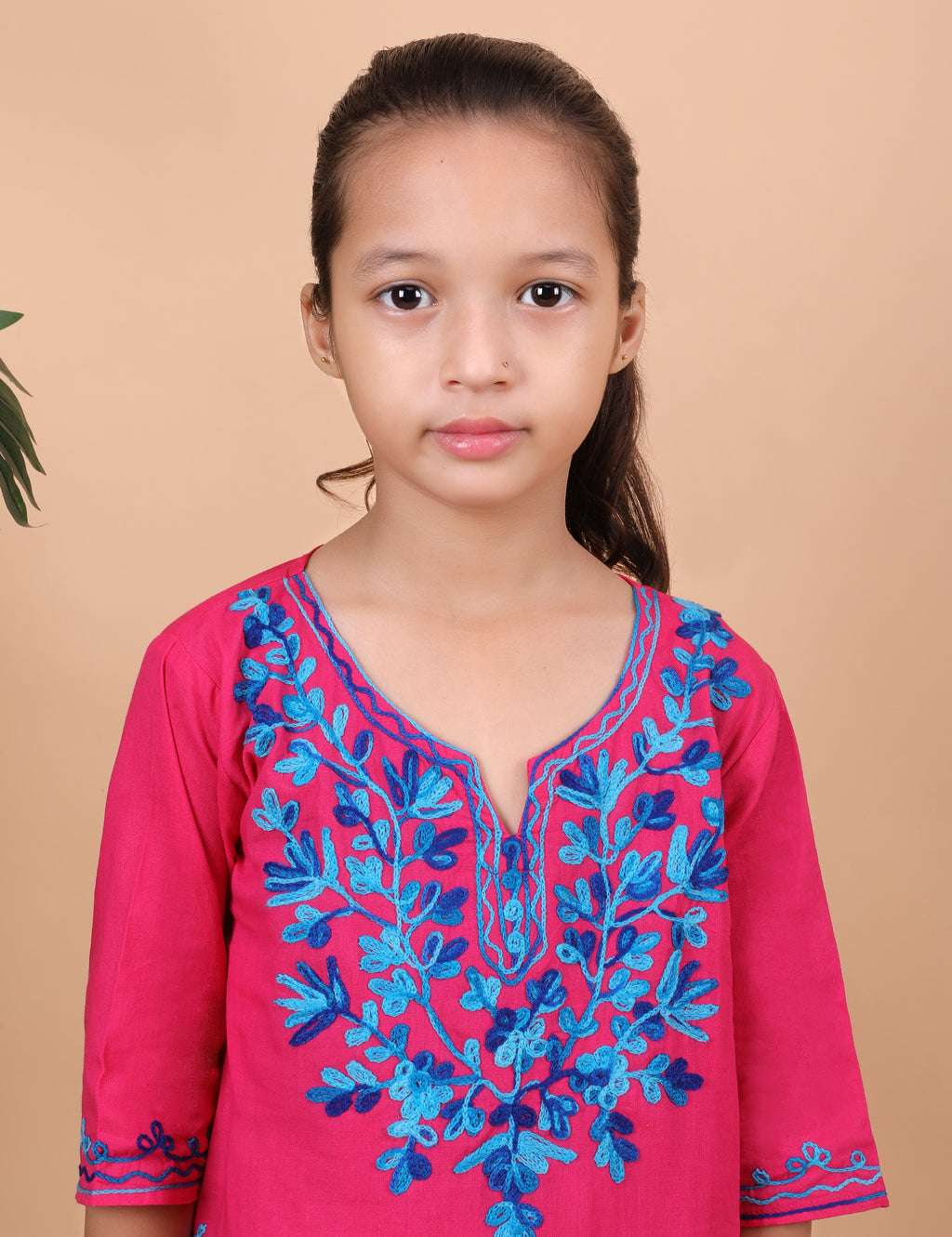 Kids Cotton Kashmiri Embriodered Short Regular Fit Kurti