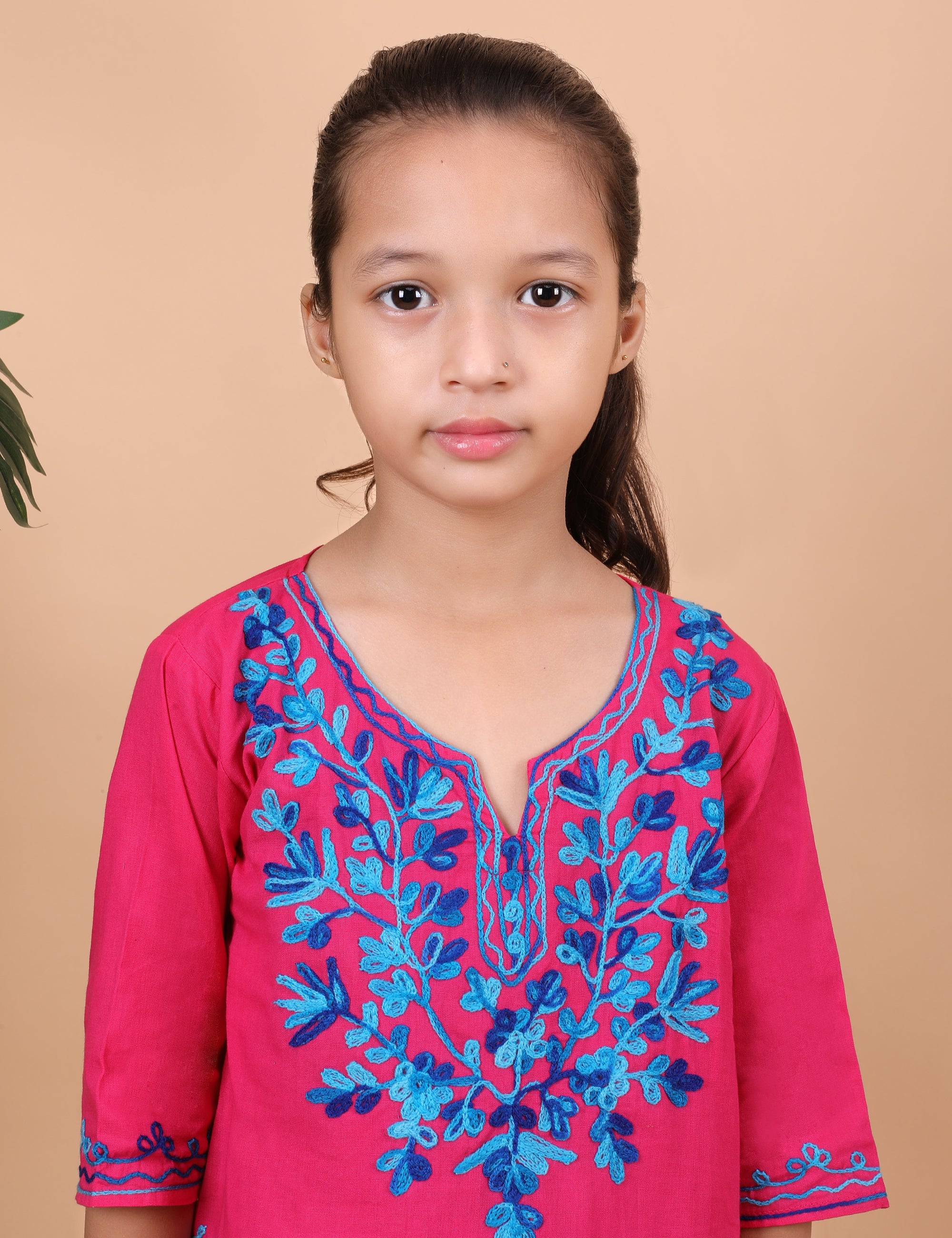 Kids Cotton Kashmiri Embriodered Short Regular Fit Kurti