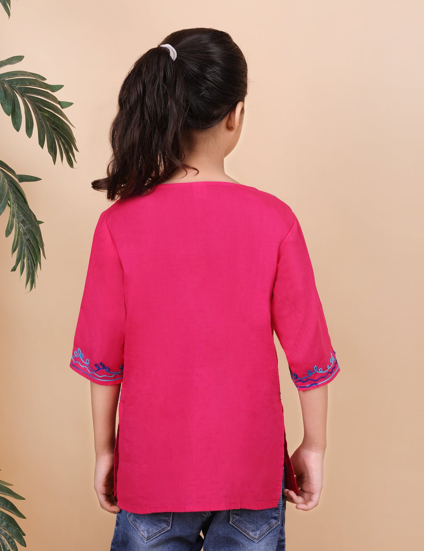 Kids Cotton Kashmiri Embriodered Short Regular Fit Kurti