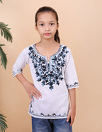 Kids Cotton Kashmiri Embriodered Short Regular Fit Kurti
